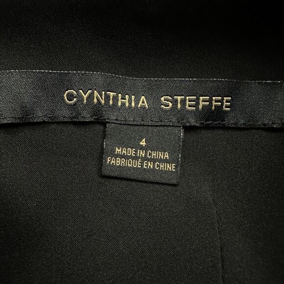 Cynthia Steffe Womens Dress 4 Black Gold Metallic Floral Sleeveless Event Fairy - Picture 12 of 14